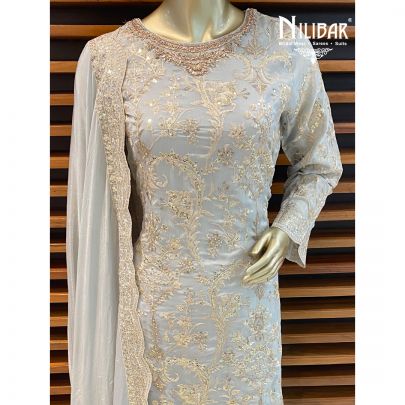 Sky Blue Chinon Palazzo Suit