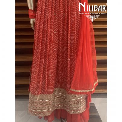 Scarlet Red Georgette Sharara Suit