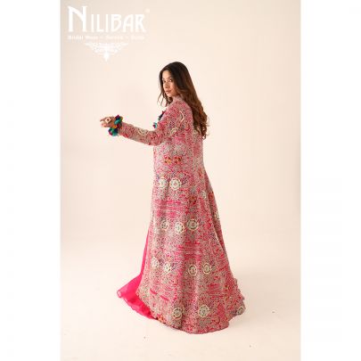 Magenta Organza and Silk Cape