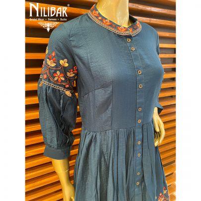 Peacock Cotton Peplum Suit
