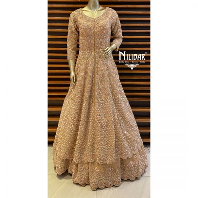 Oat Beige Organza Reception Lehenga