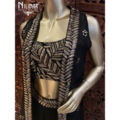 Scarlet Black Georgette Dhoti suit