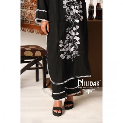 Black Linen Kurta Set