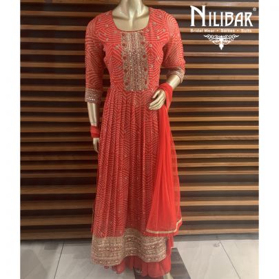 Scarlet Red Georgette Sharara Suit