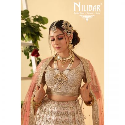 salmon pink Georgette Lehenga