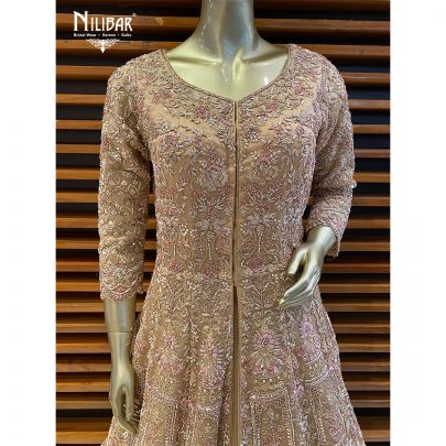 Oat Beige Organza Reception Lehenga