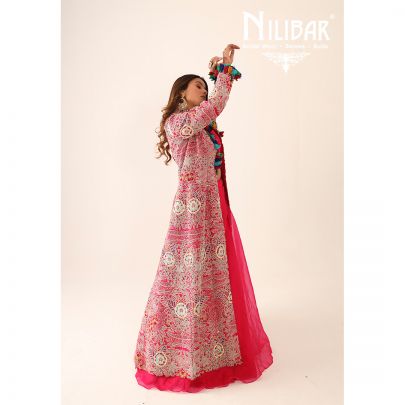 Magenta Organza and Silk Cape