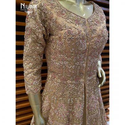 Oat Beige Organza Reception Lehenga