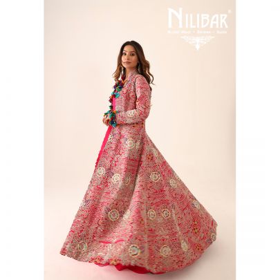 Magenta Organza and Silk Cape