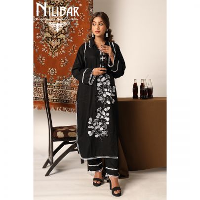 Black Linen Kurta Set