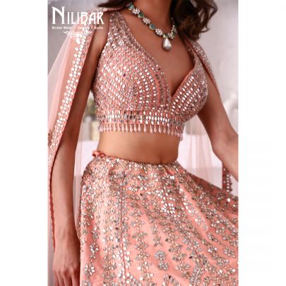 Salmon Pink Silk Lehenga