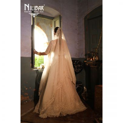Cream Net Heavy Lehenga