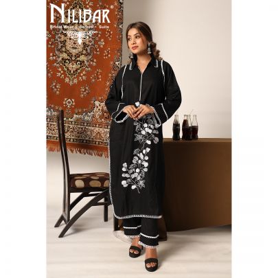 Black Linen Kurta Set