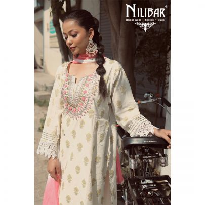 Coconut White Cotton Kurti Set