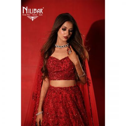 Red Net Lehenga