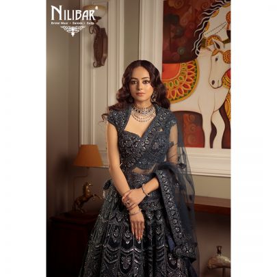 Peacock Velvet Bridal Lehenga