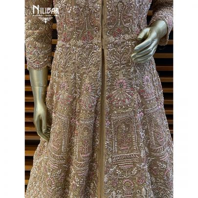 Oat Beige Organza Reception Lehenga