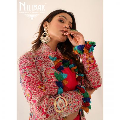 Magenta Organza and Silk Cape