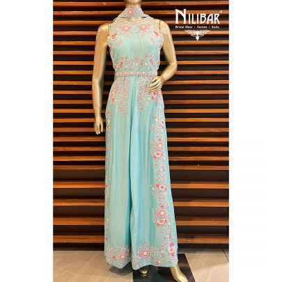 Powder Blue Silk Jumpsuit