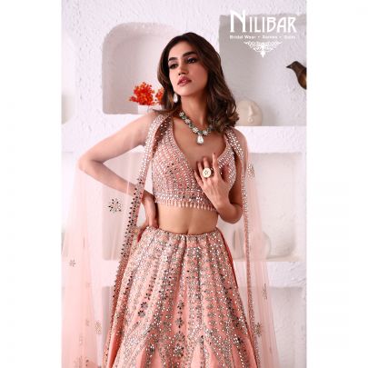 Salmon Pink Silk Lehenga