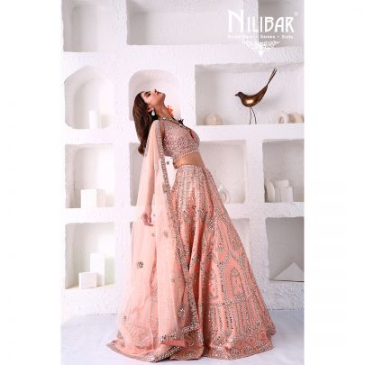 Salmon Pink Silk Lehenga