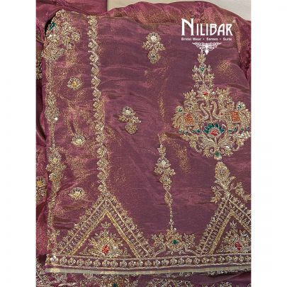 Mauve Lamé Silk Unstitched Suit