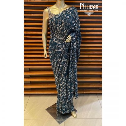 Peacock Blue Georgette Saree