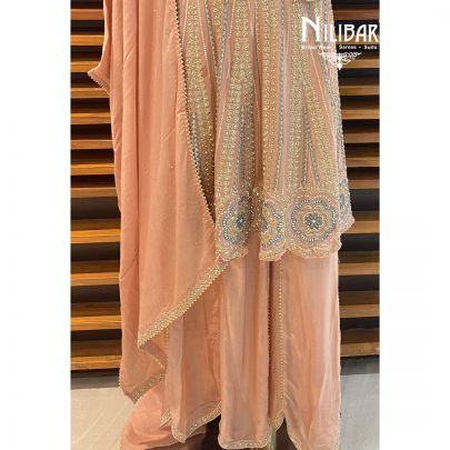 Salmon Peach Chinon Palazzo Suit