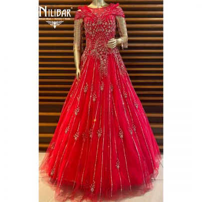 Fluorescent Pink Net Gown