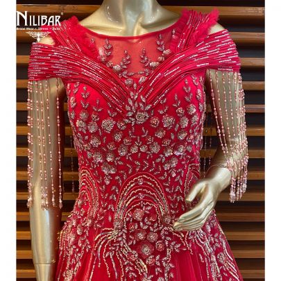 Fluorescent Pink Net Gown