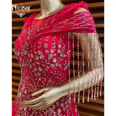 Fluorescent Pink Net Gown