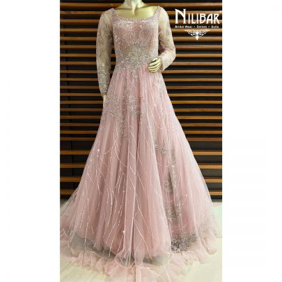 Pastel Baby Pink Net Gown