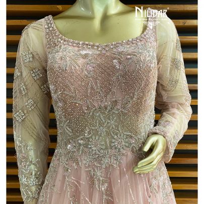 Pastel Baby Pink Net Gown