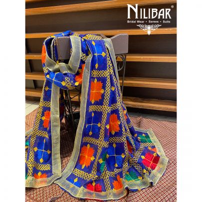 Blue Chinon Phulkari Dupatta