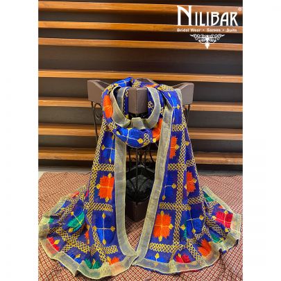 Blue Chinon Phulkari Dupatta
