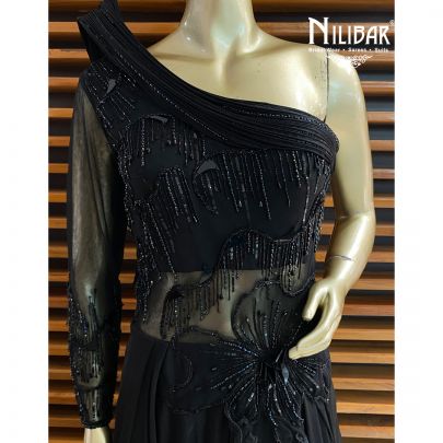 Jet Black Satin Gown