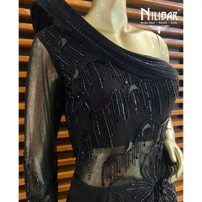 Jet Black Satin Gown
