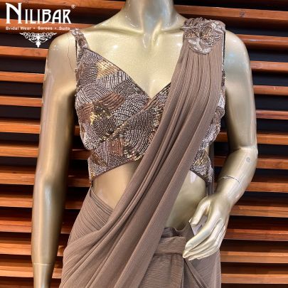 Caramel Lycra Draped Saree