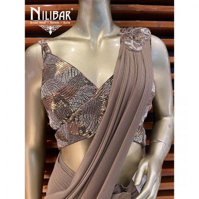 Caramel Lycra Draped Saree