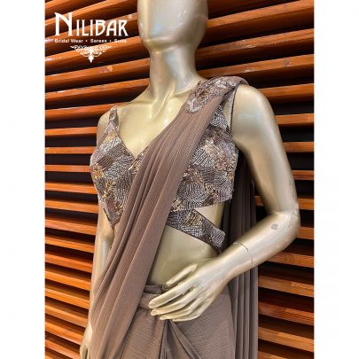 Caramel Lycra Draped Saree