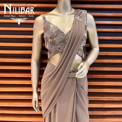 Caramel Lycra Draped Saree