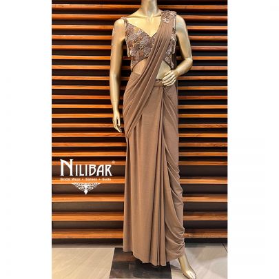 Caramel Lycra Draped Saree