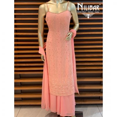 Peach Georgette Palazzo Suit
