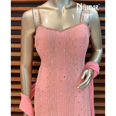 Peach Georgette Palazzo Suit