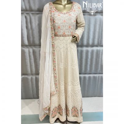 Cream Georgette Anarkali Suit