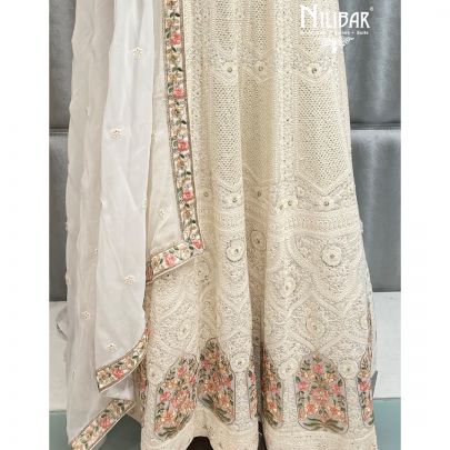 Cream Georgette Anarkali Suit