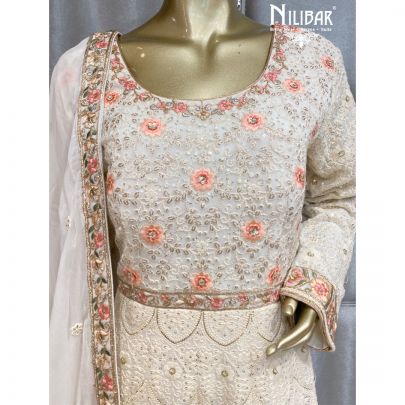 Cream Georgette Anarkali Suit