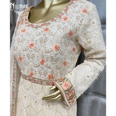 Cream Georgette Anarkali Suit