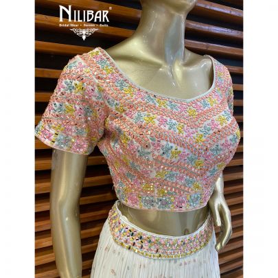 White Georgette Lehenga Set