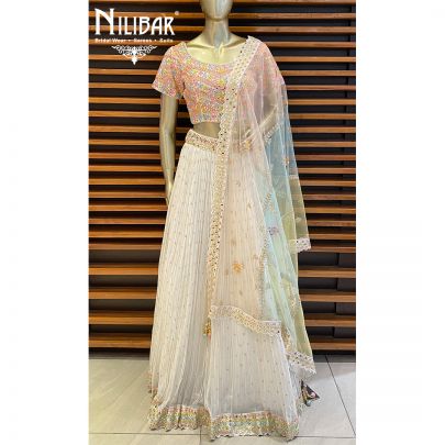White Georgette Lehenga Set